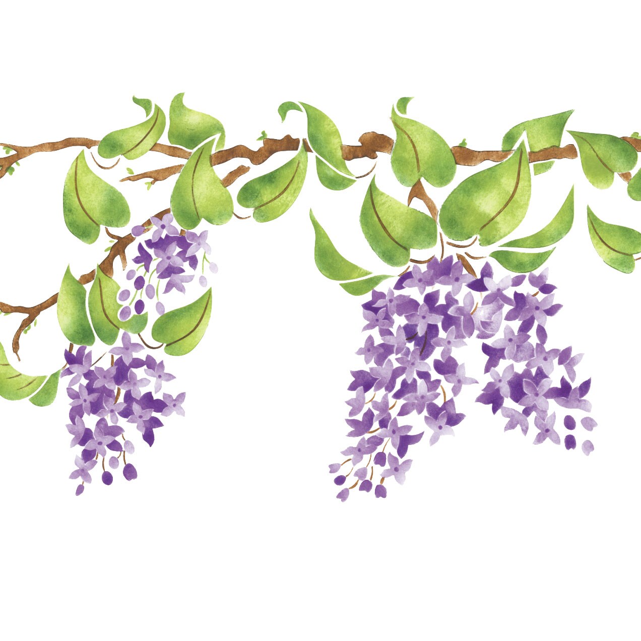 Lilac Branch Wall Stencil Border | 2076 by Designer Stencils | Floral Stencils | Reusable Art Craft Stencils for Painting on Walls, Canvas, Wood | Reusable Plastic Paint Stencil for Home Makeover | Easy to Use &#x26; Clean Art Stencil