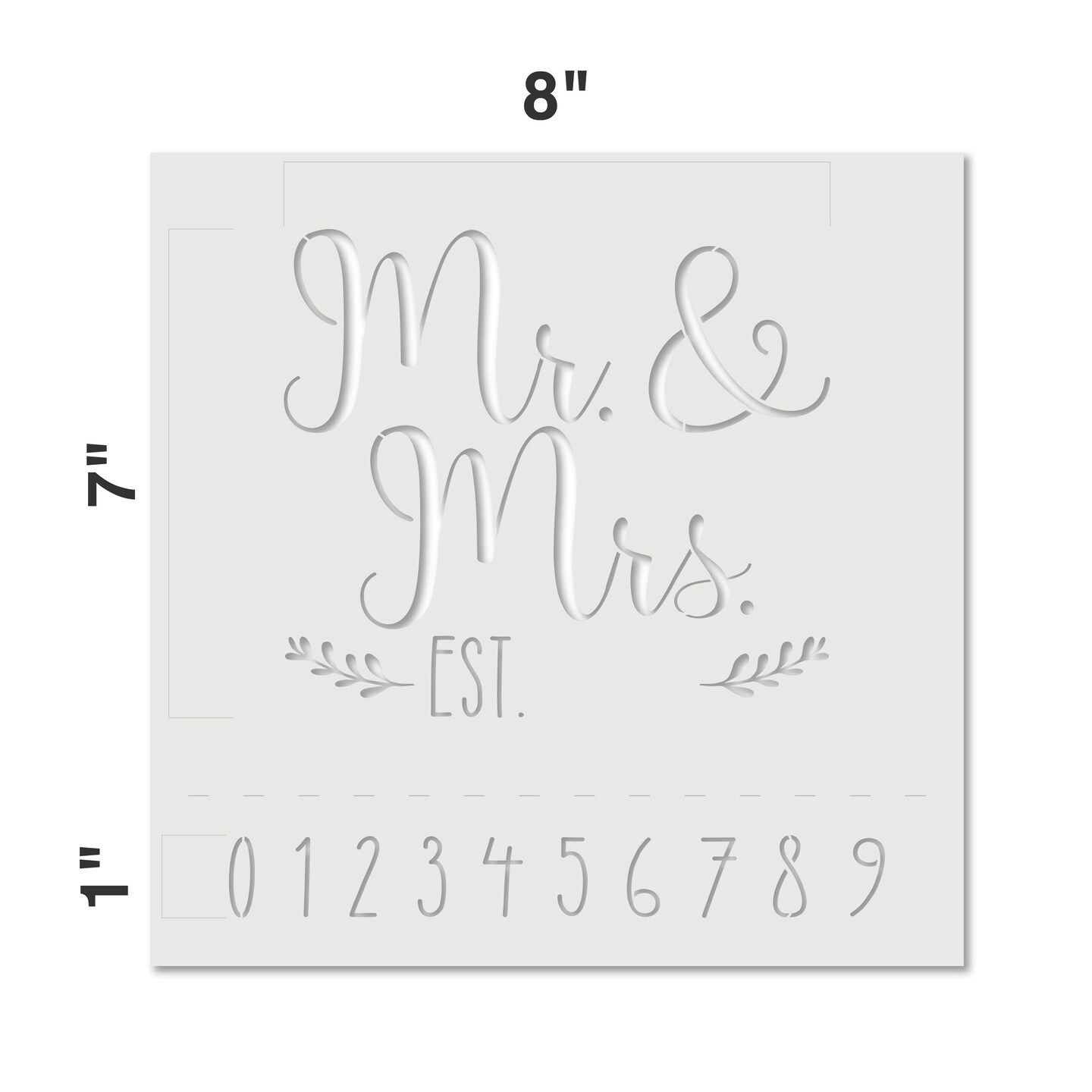 Mr & Mrs with Est. Date Embossing 12 x 12 Stencil | FS100 by Designer Stencils | Word & Phrase Stencils |