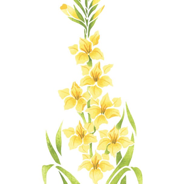 Gladiolus Flower Wall Stencil | 2021 by Designer Stencils | Floral Stencils |