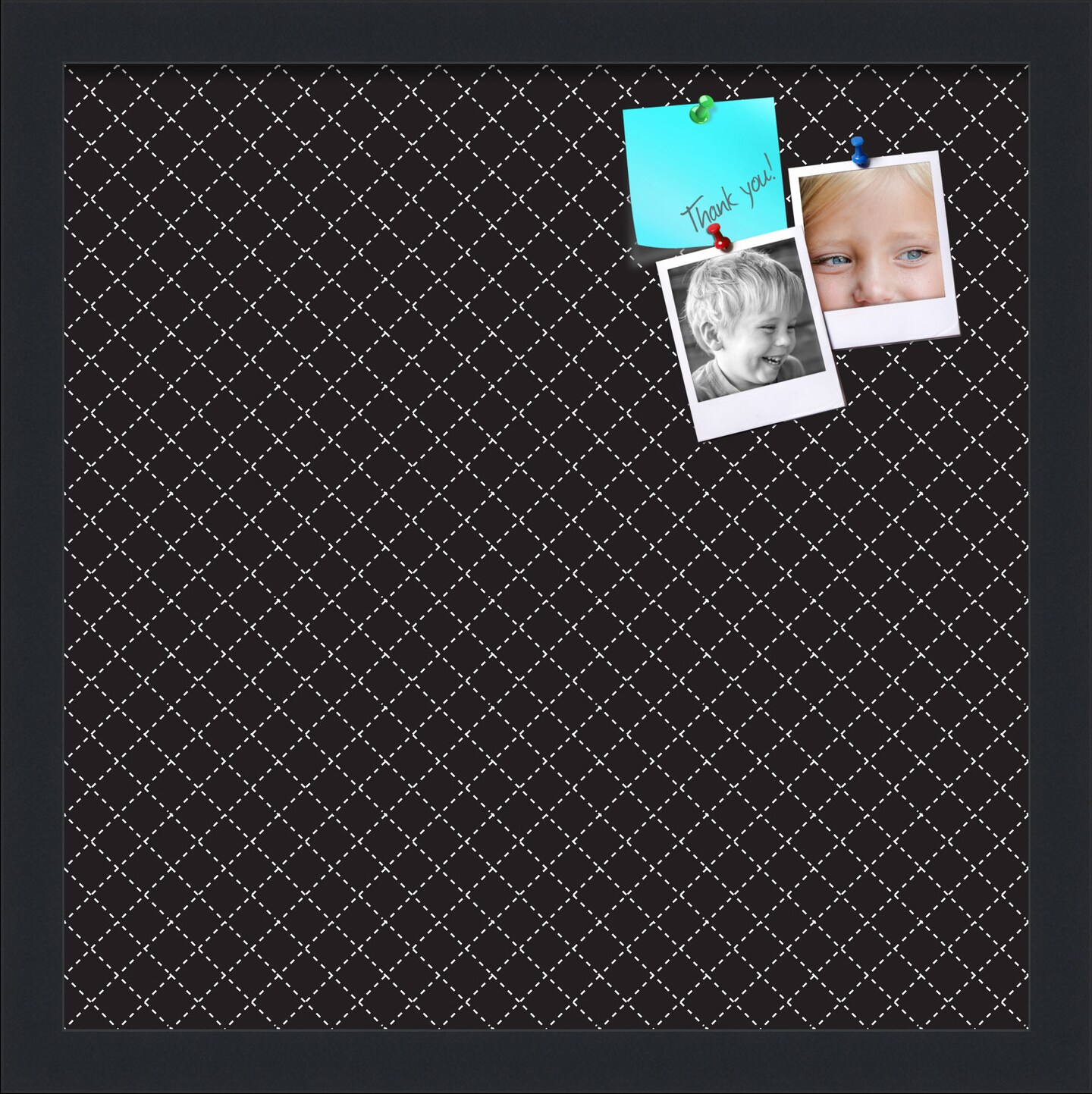 PinPix Custom Bulletin Board Black Diamond Poster Board Has a Fabric Style Canvas Finish, Framed in Satin Black, by ArtToFrames (PinPix-120)