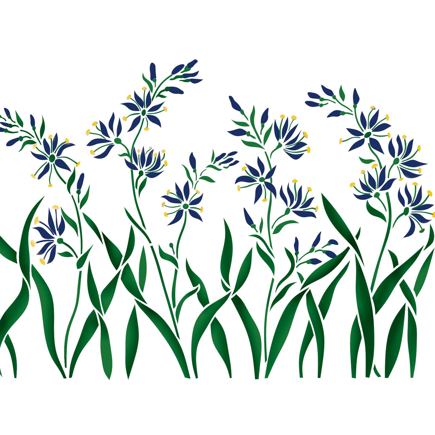 Camas Flower Wall Stencil | 1757 by Designer Stencils | Floral Stencils | Reusable Art Craft Stencils for Painting on Walls, Canvas, Wood | Reusable Plastic Paint Stencil for Home Makeover | Easy to Use & Clean Art Stencil