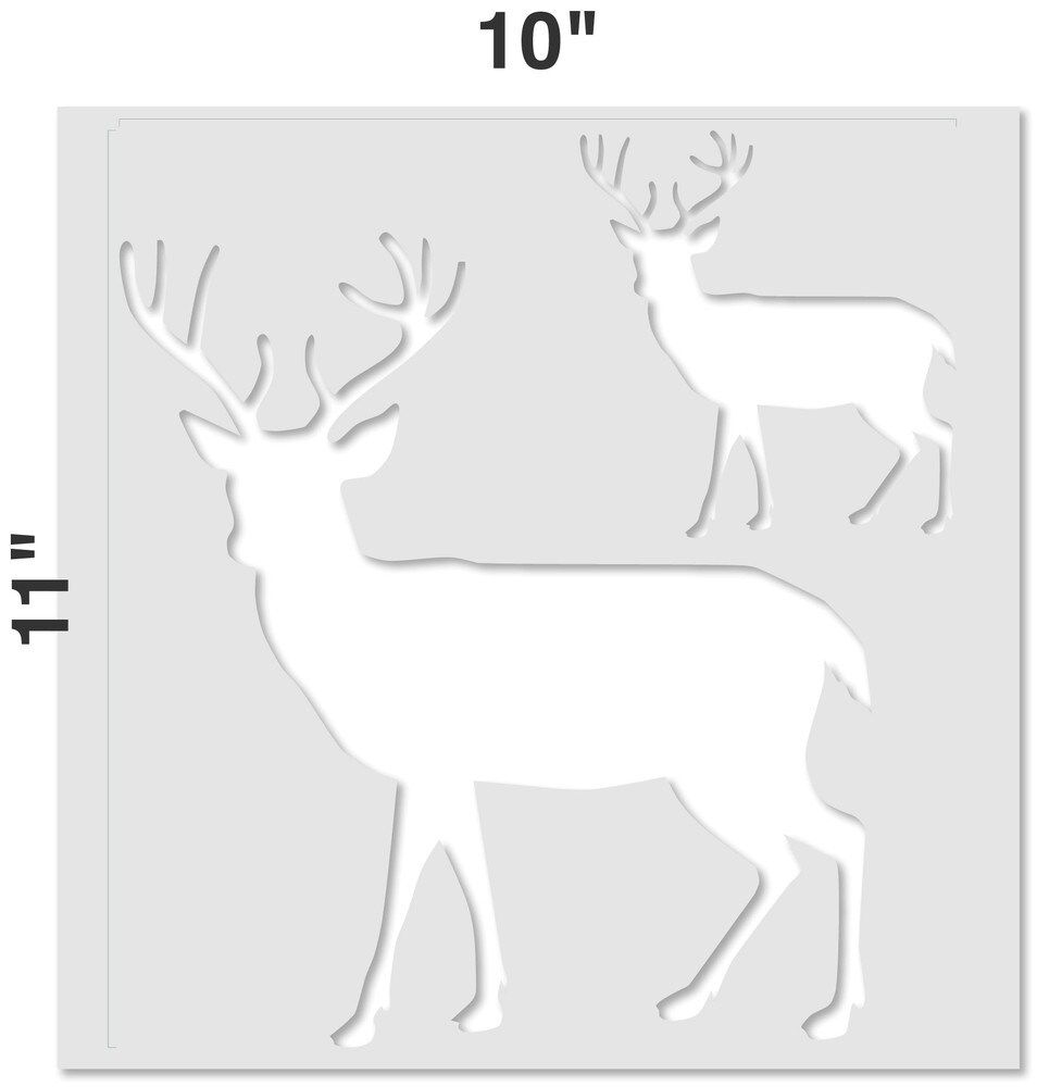 Buck Silhouette Embossing 12 x 12 Stencil | FS043 by Designer Stencils | Animal &#x26; Nature Stencils | Reusable Stencils for Painting on Wood, Wall, Tile, Canvas, Paper, Fabric, Furniture, Floor | Reusable Paint Stencil for Home Makeover