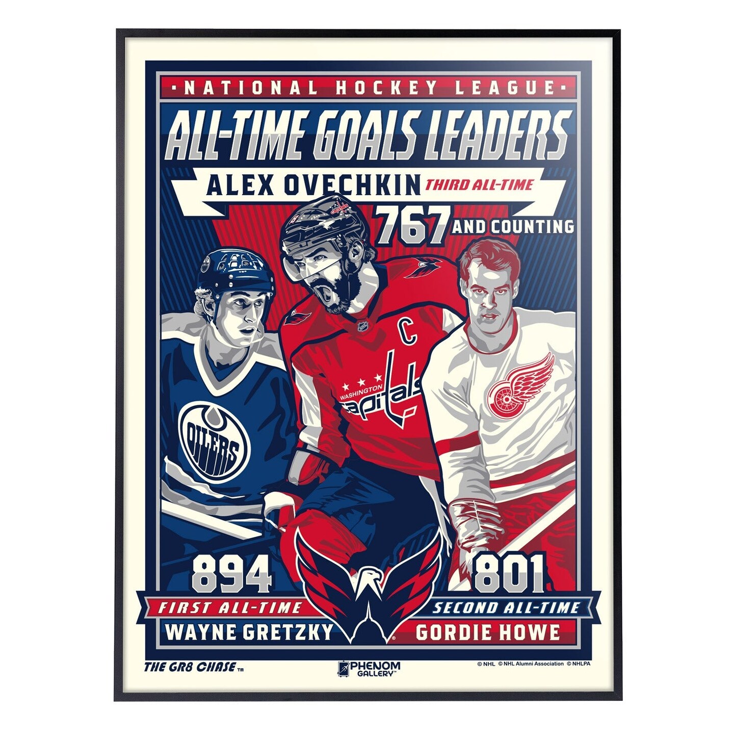Phenom Gallery Washington Capitals Alex Ovechkin 3rd All Time Goal Leaders 18&#x22; x 24&#x22; Deluxe Framed Serigraph