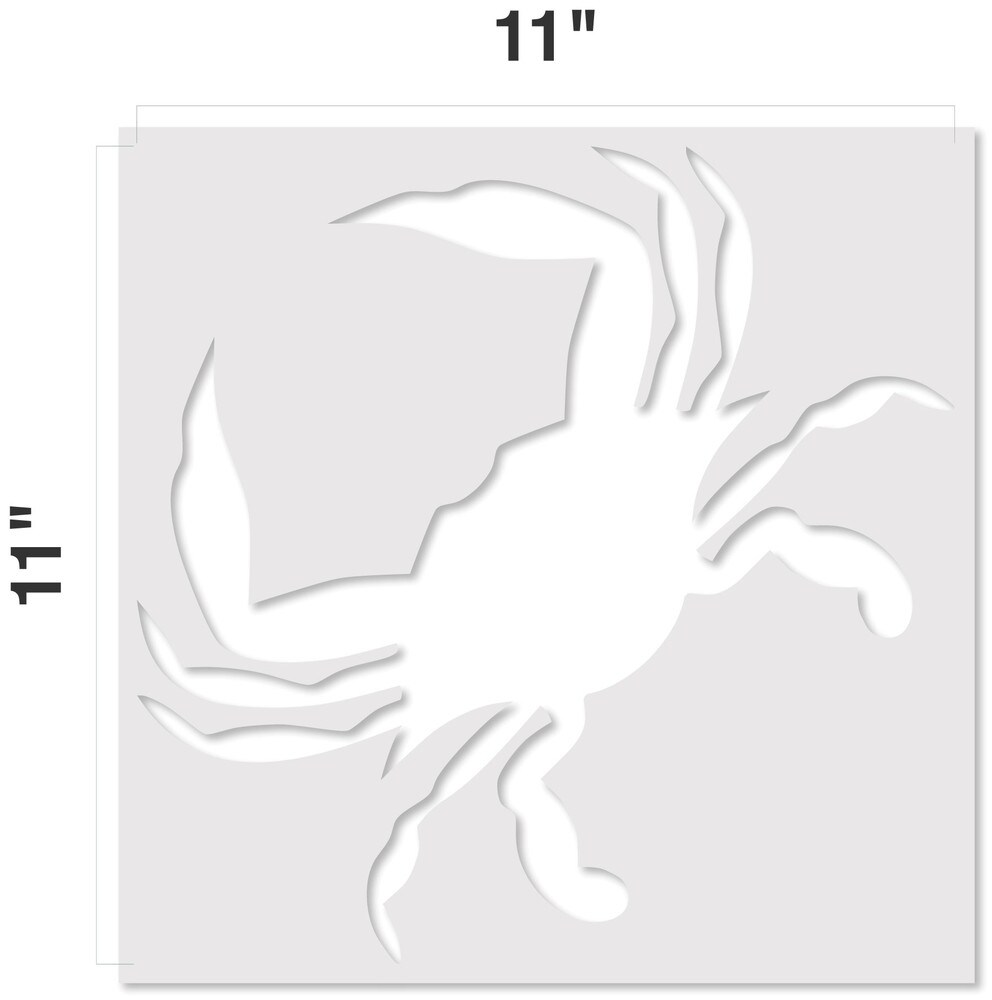 Contemporary Crab Embossing 12 x 12 Stencil | FS069 by Designer Stencils | Animal &#x26; Nature Stencils | Reusable Stencils for Painting on Wood, Wall, Tile, Canvas, Paper, Fabric, Furniture, Floor | Stencil for Home Makeover | Easy to Use &#x26; Clean