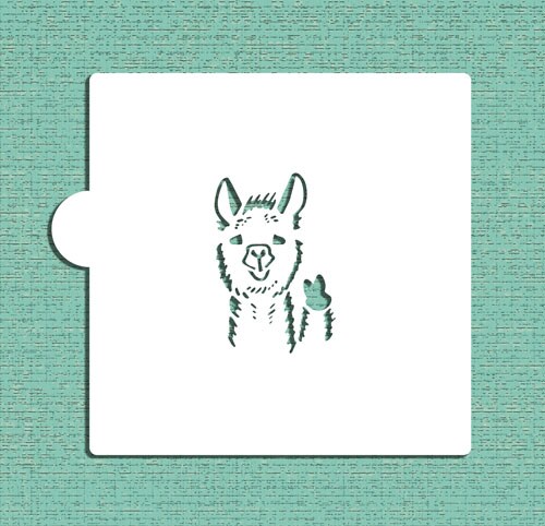 Llama Cookie & Craft Stencil | CM124 by Designer Stencils | Cookie Decorating Tools | Baking Stencils for Royal Icing, Airbrush, Dusting Powder | Craft Stencils for Canvas, Paper, Wood | Reusable Food Grade Stencil