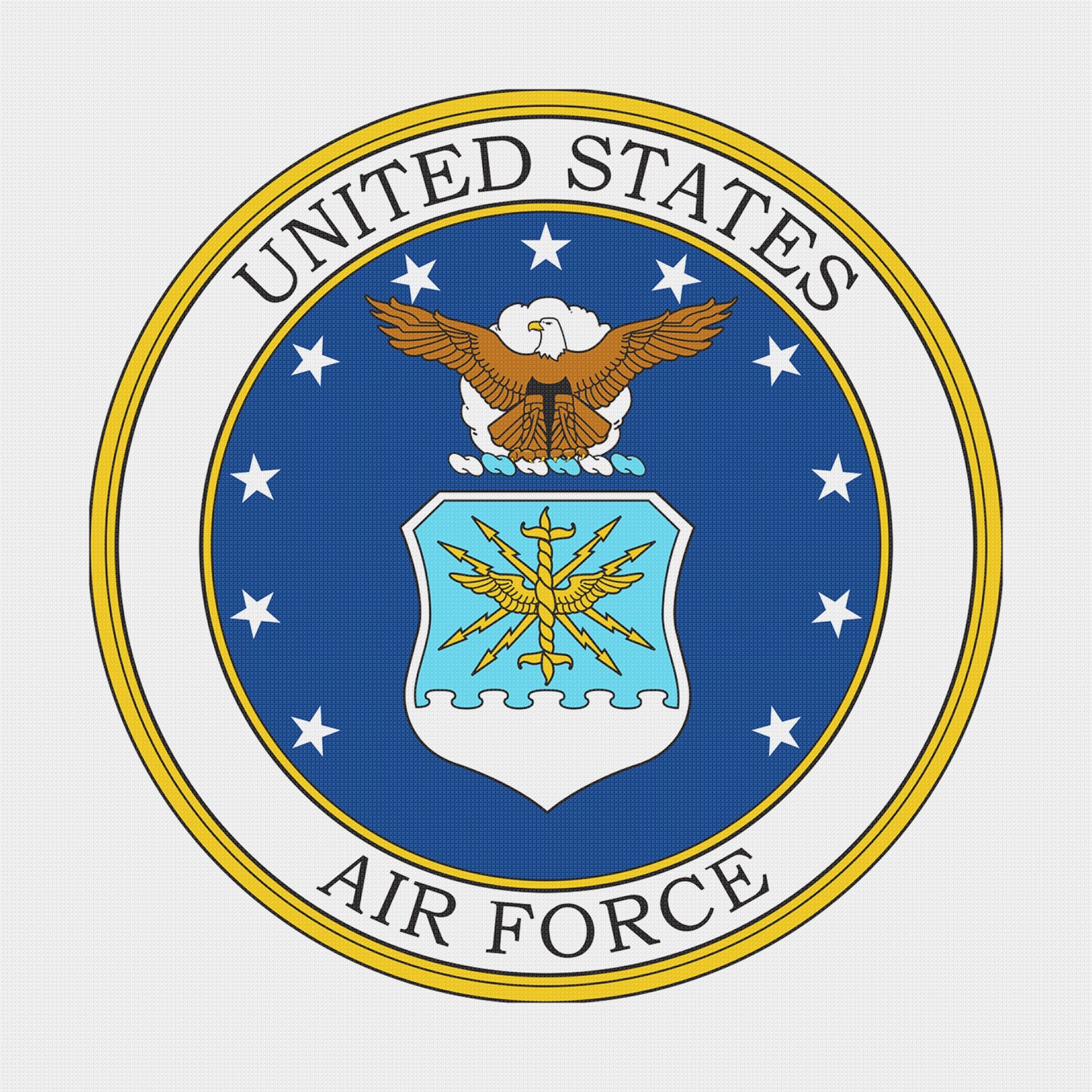 US American Air Force Crest Insignia Emblem Counted Cross Stitch Chart Pattern