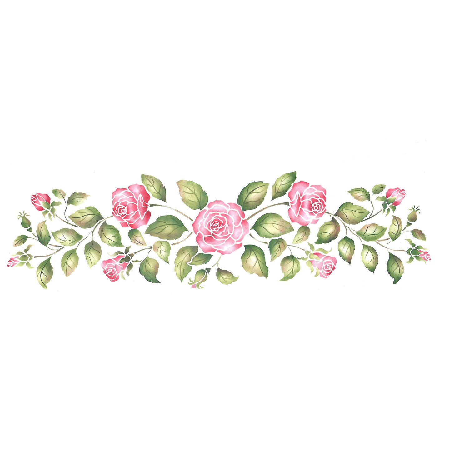 Small Rose Wall Stencil Border