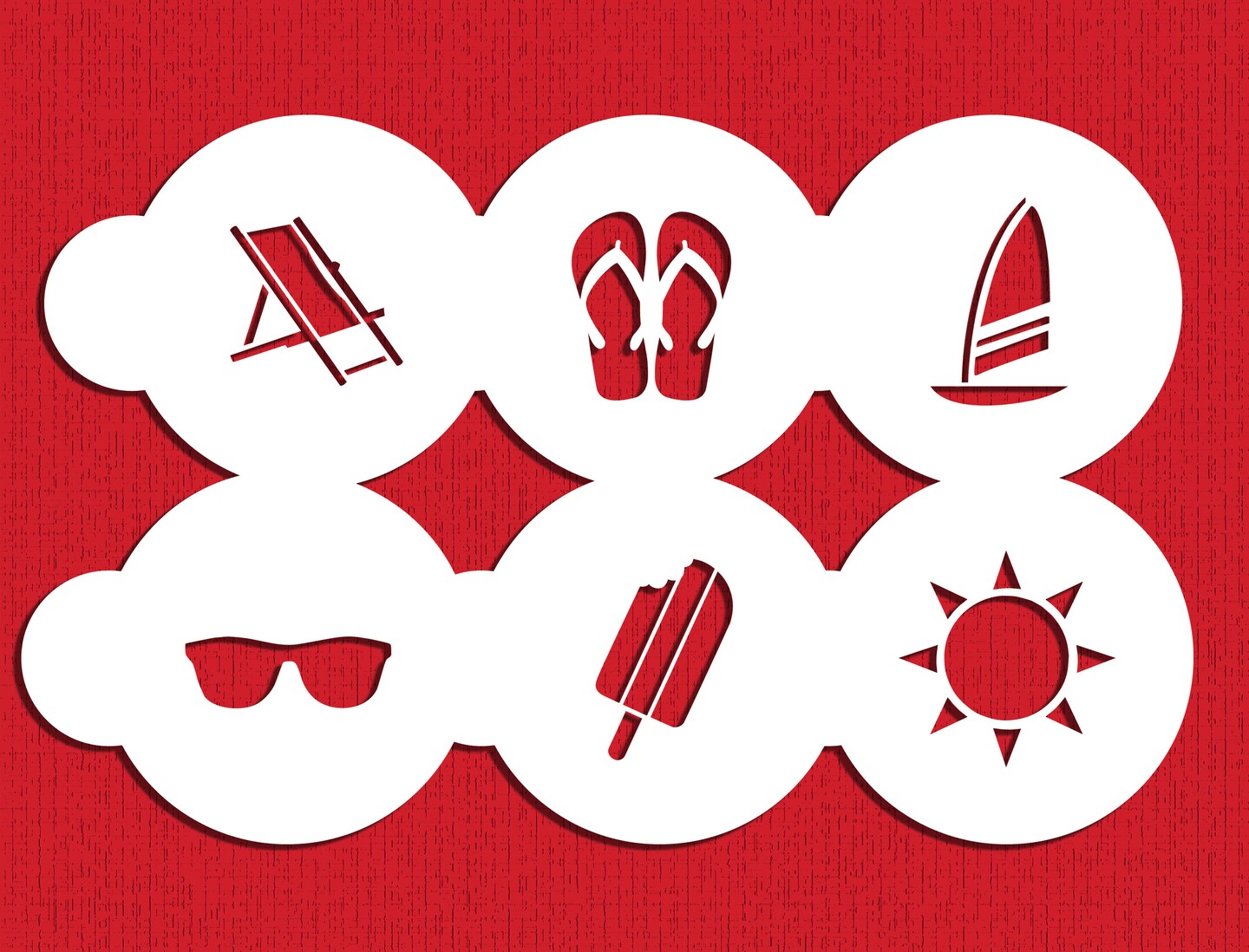 Summer Season Cookie & Cupcake Top Stencil Set | C1035 by Designer Stencils | Cookie Stencils for Royal Icing, Airbrush, Dusting Powder |