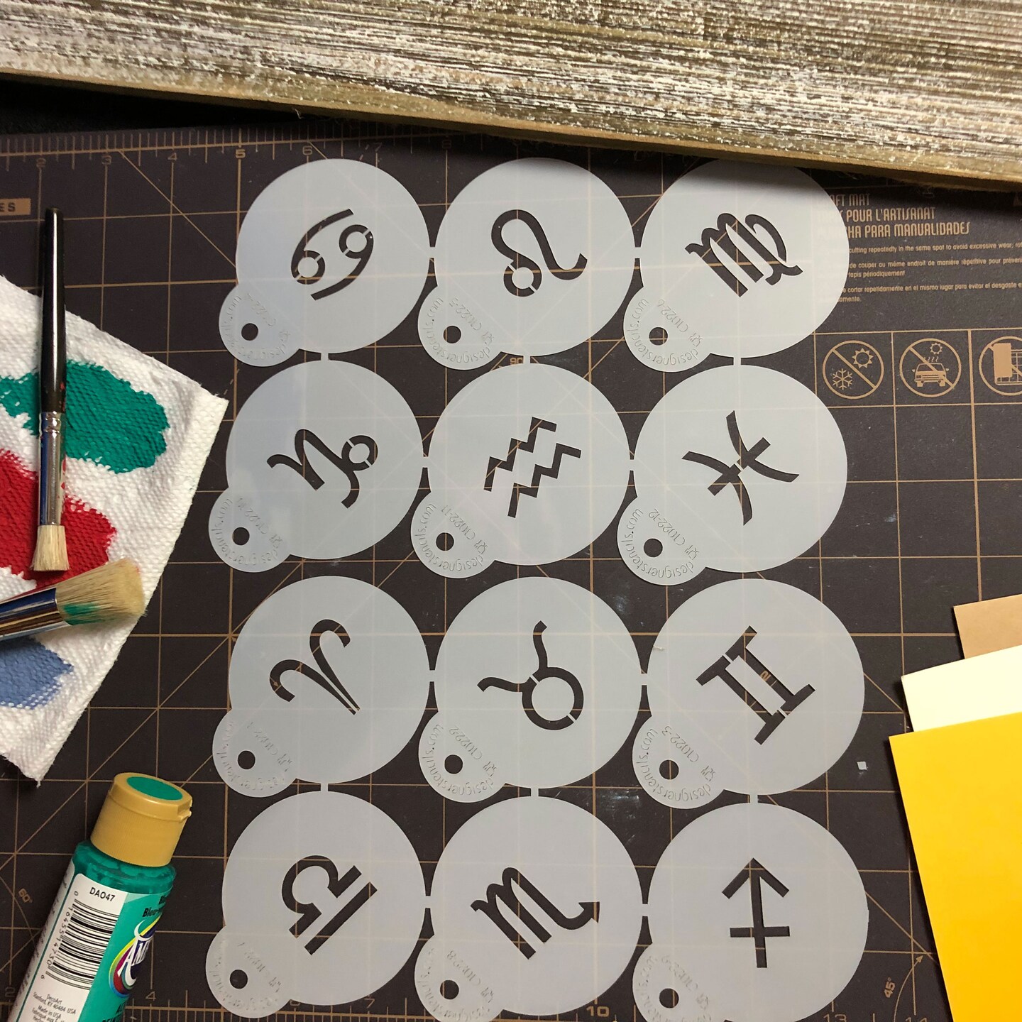 Astrological Zodiac Signs Cookie Stencil Set | C1022 by Designer Stencils | Cookie Decorating Tools | Baking Stencils for Royal Icing, Airbrush, Dusting Powder | Reusable Plastic Food Grade Stencil for Cookies | Easy to Use &#x26; Clean Cookie Stencil