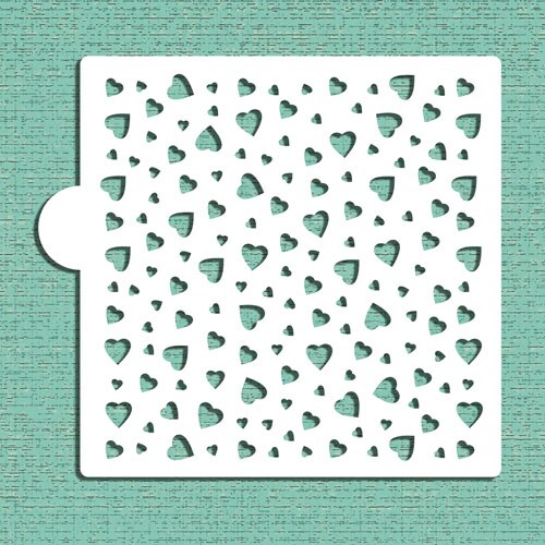 Heart Miniprint Cookie &#x26; Craft Stencil | CM045 by Designer Stencils | Cookie Decorating Tools | Baking Stencils for Royal Icing, Airbrush, Dusting Powder | Craft Stencils for Canvas, Paper, Wood | Reusable Food Grade Stencil