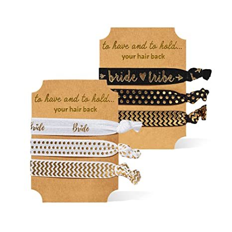 Samantha Margaret - Bride and Bride Tribe Hair Ties for Bachelorette Parties, Weddings and Bridal Showers - Set of 11
