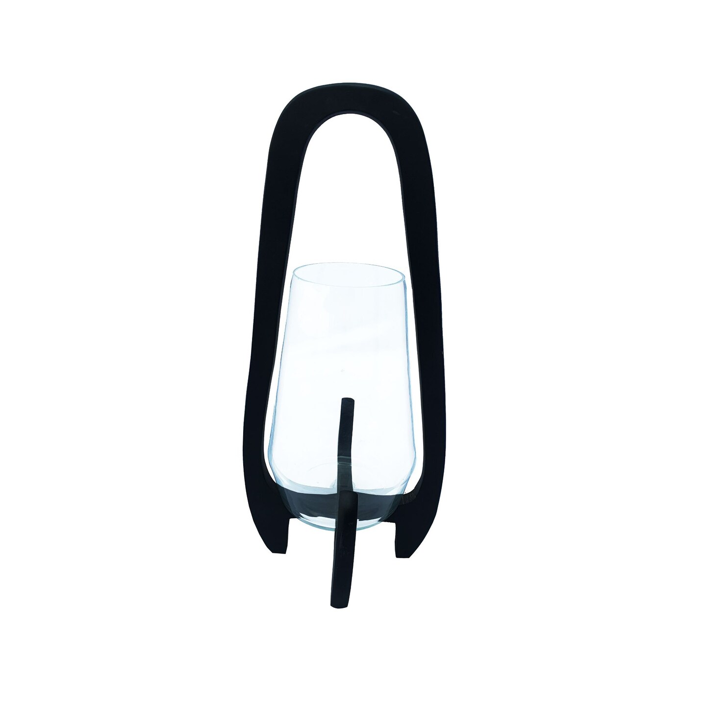 Kingston Living 18" Black Decorative Mango Wood Candle Lantern with