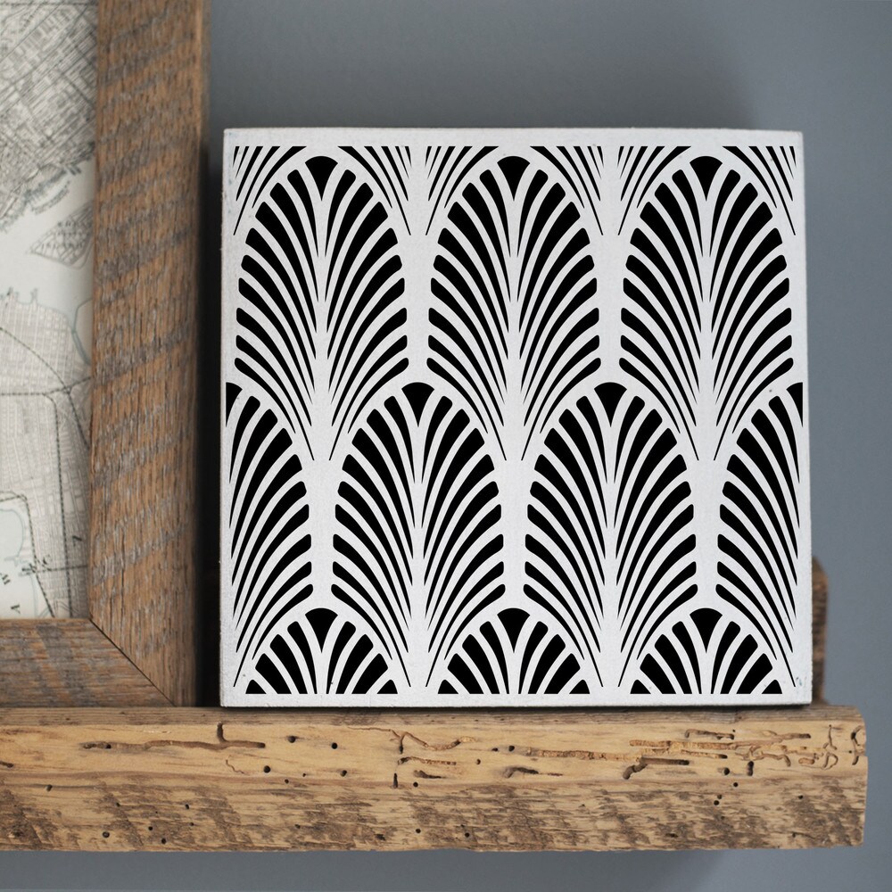 Art Deco Fan All Over Embossing 12 x 12 Stencil | FS039 by Designer Stencils | Reusable Stencils for Painting |
