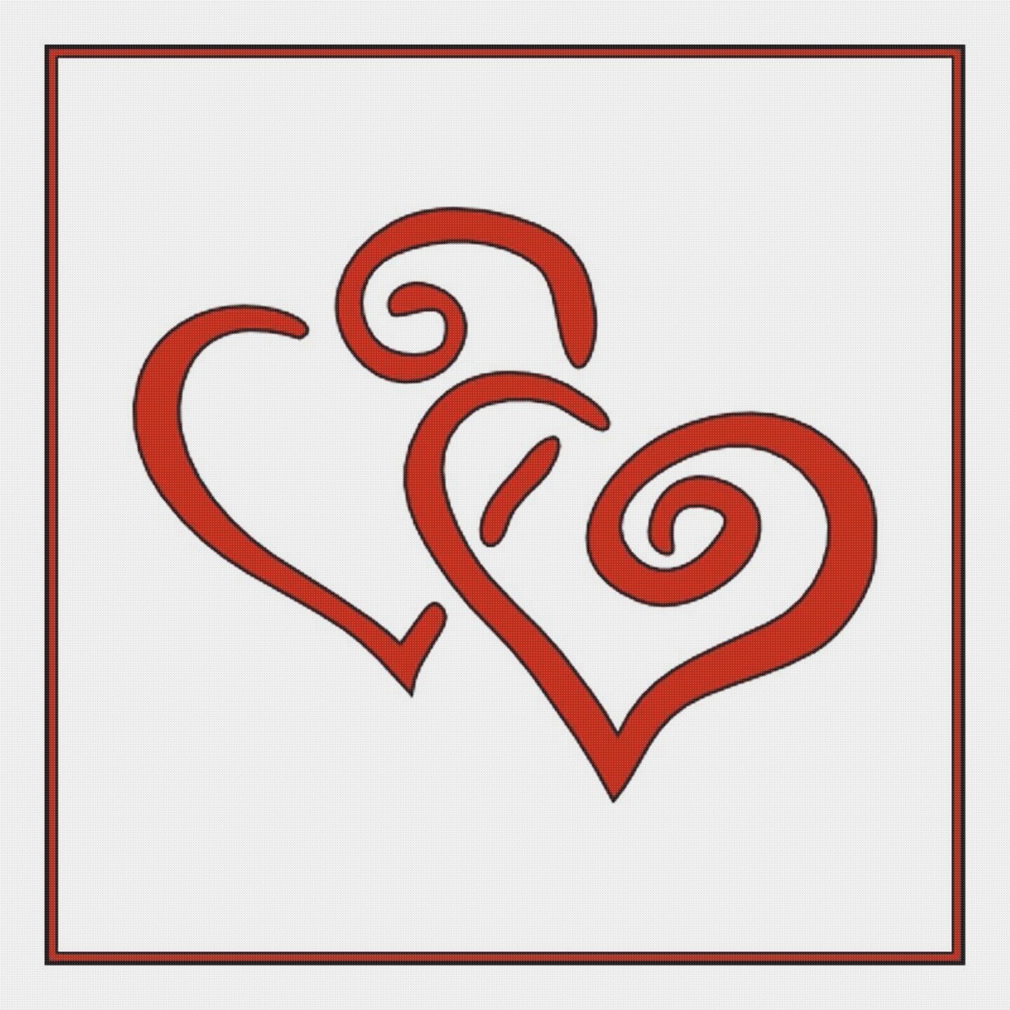 Valentine Art Deco Hearts Love Counted Cross Stitch Pattern - only 5 DMC Colors