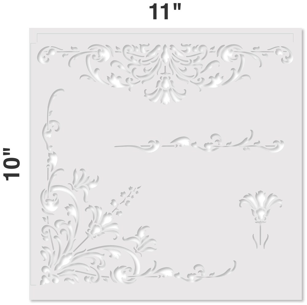 Turn of The Century Embossing 12 x 12 Stencil Details | FS011 by Designer Stencils | Pattern Stencils | Reusable Stencils for Painting on Wood, Wall, Tile, Canvas, Paper, Fabric, Furniture, Floor | Try Instead of a Wallpaper | Easy to Use &#x26; Clean