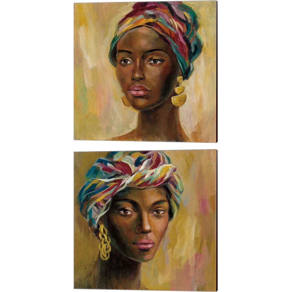 African Face By Silvia Vassileva 14 X 14 Canvas Wall Art Set Of 2