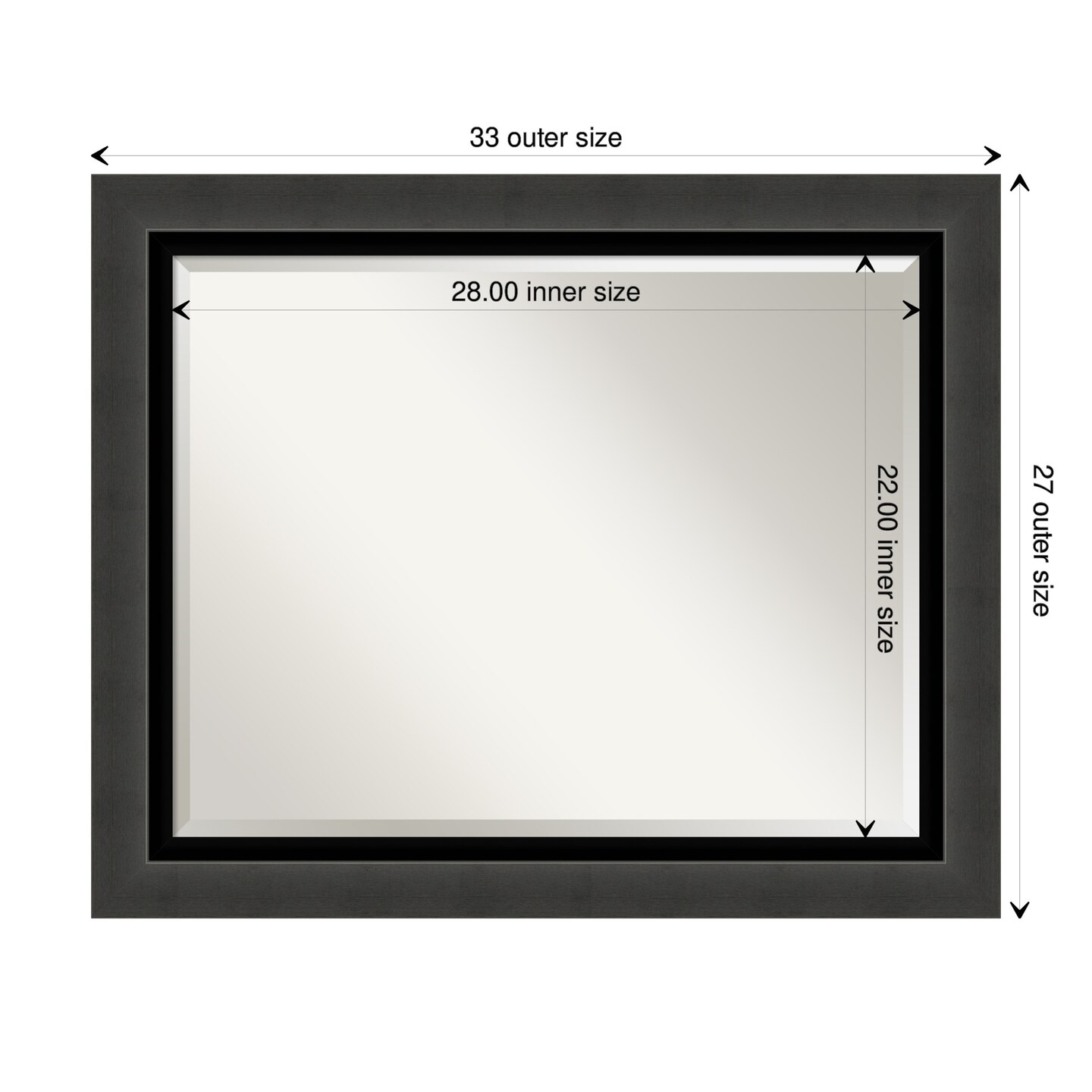 Beveled Bathroom Wall Mirror, Tuxedo Black Frame