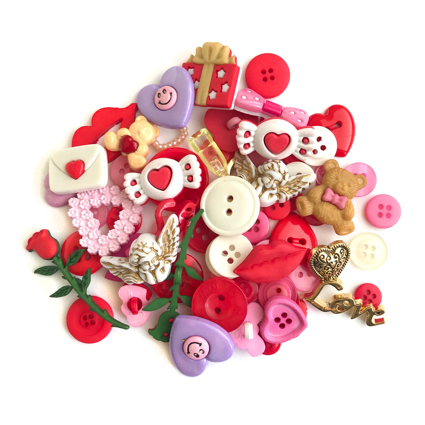 Buttons Galore and More 50+ Novelty Buttons for Sewing &#x26; Craft &#x2013; Valentine&#x27;s Day Theme Buttons