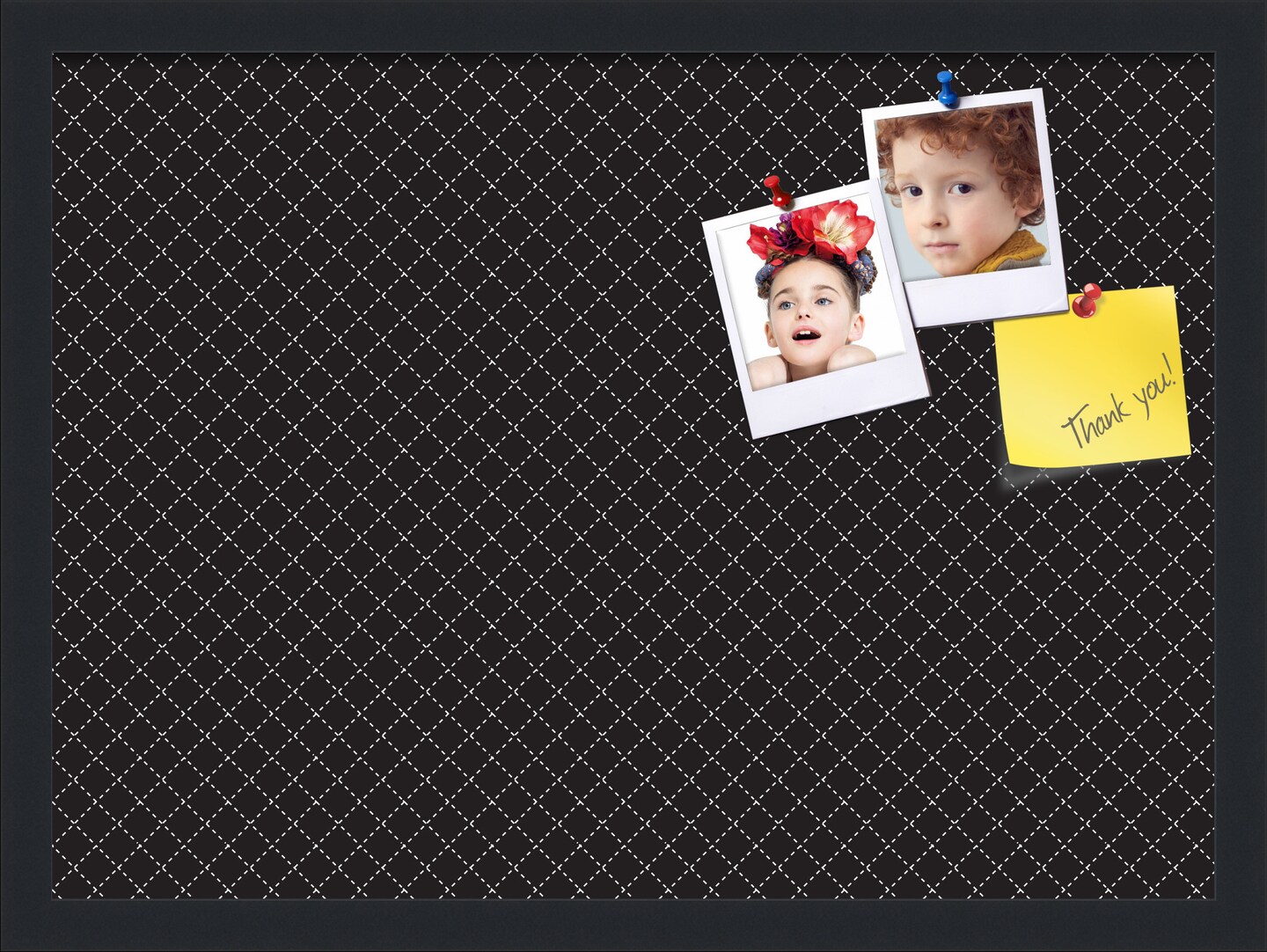 PinPix Custom Bulletin Board Black Diamond Poster Board Has a Fabric Style Canvas Finish, Framed in Satin Black, by ArtToFrames (PinPix-120)