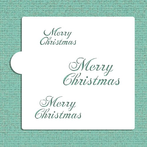 Merry Christmas Cookie &#x26; Craft Stencil | CM040by Designer Stencils | Cookie Decorating Tools | Baking Stencils for Royal Icing, Airbrush, Dusting Powder | Craft Stencils for Canvas, Paper, Wood | Reusable Food Grade Stencil