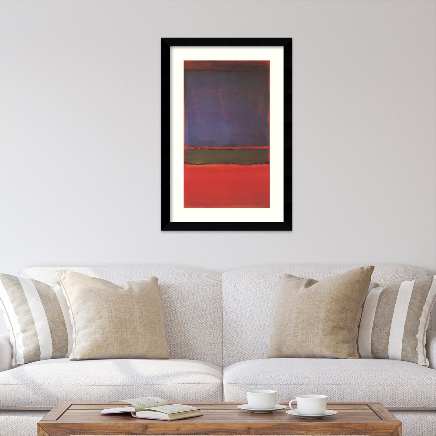 No 6 Violet Green and Red 1951 by Mark Rothko Wood Framed Wall Art Print 25 in. W x 36 in. H
