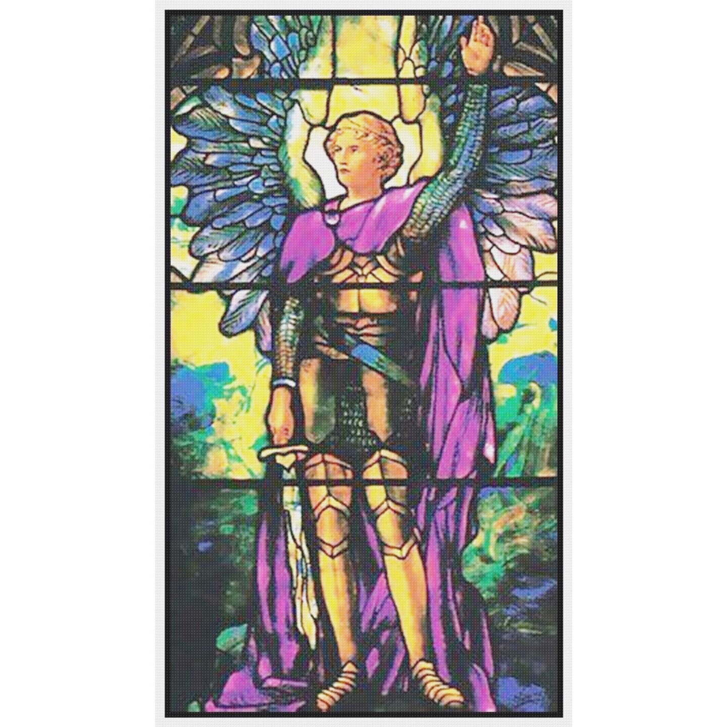 Arch Angel Michael Louis Comfort Tiffany Religious Counted Cross Stitch Pattern