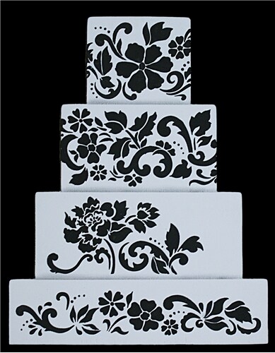 Floral Explosion Cake Stencil Tier #2 | C435 by Designer Stencils | Cake Decorating Tools |