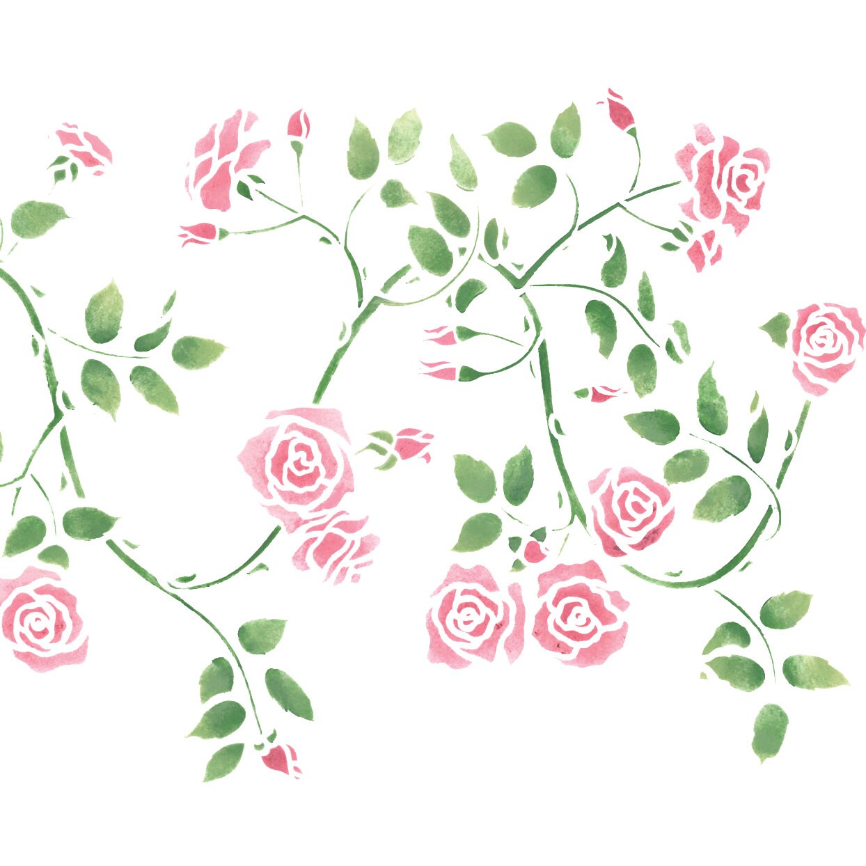 Twisting Rose Wall Stencil Border | 1002 by Designer Stencils | Floral Stencils | Reusable Art Craft Stencils for Painting on Walls, Canvas, Wood | Reusable Plastic Paint Stencil for Home Makeover | Easy to Use &#x26; Clean Art Stencil