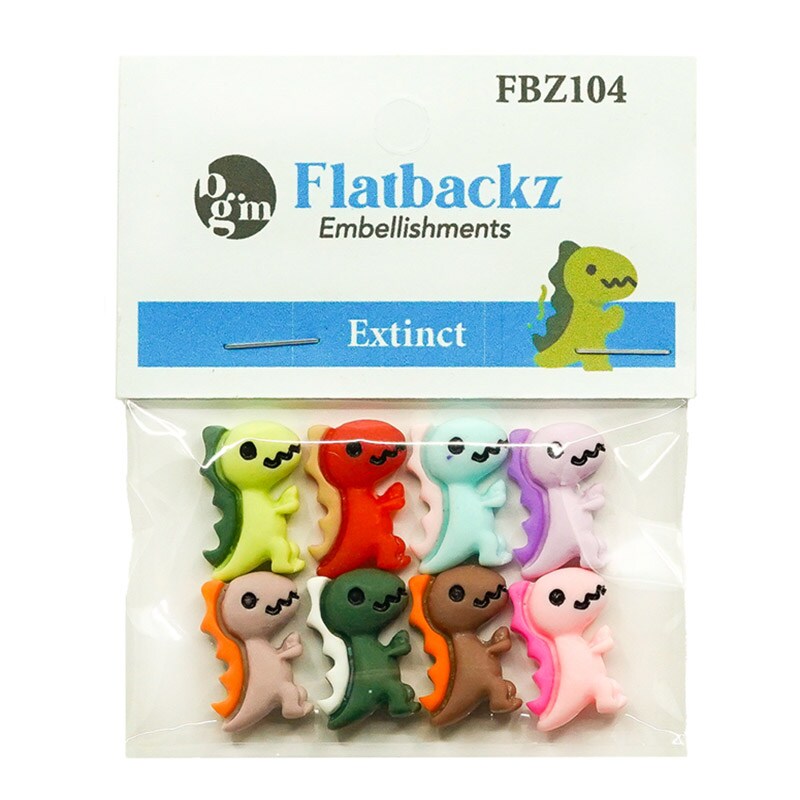 Buttons Galore Flatback Embellishments for Crafts - Extinct Dinosaurs - 24 Pieces