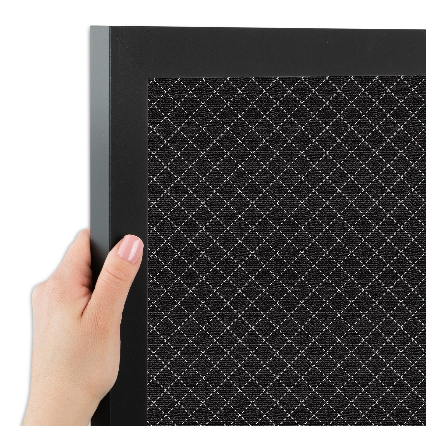 PinPix Custom Bulletin Board Black Diamond Poster Board Has a Fabric Style Canvas Finish, Framed in Satin Black, by ArtToFrames (PinPix-120)