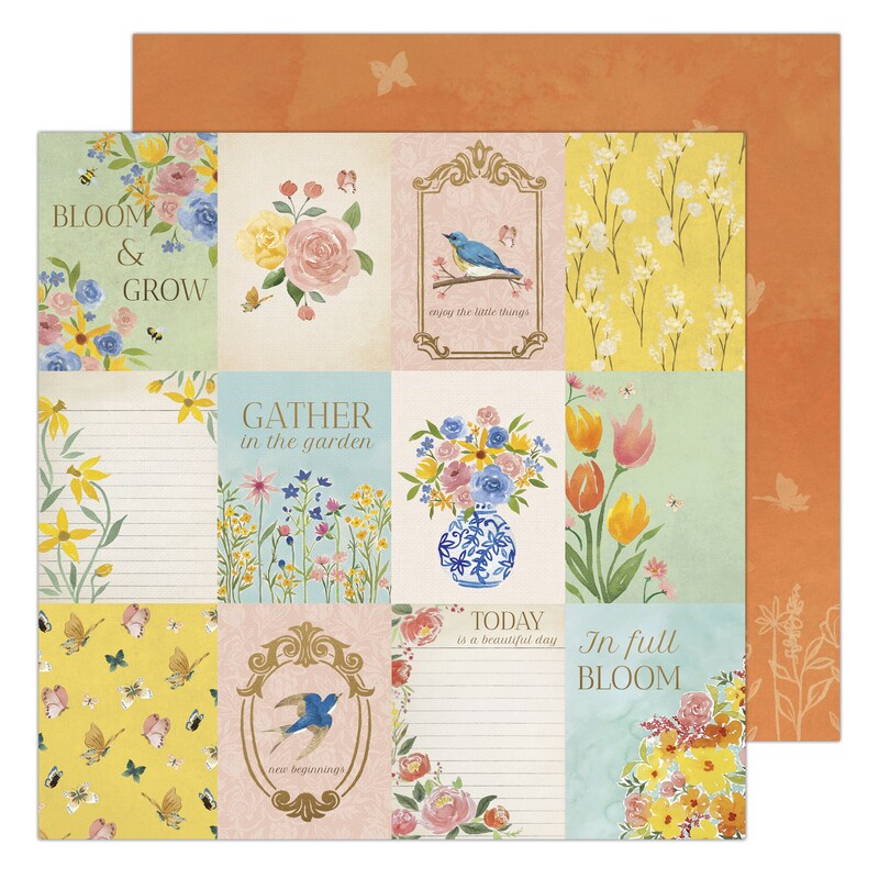 Floral Tiles Paper - Antique Garden - K &#x26; Company