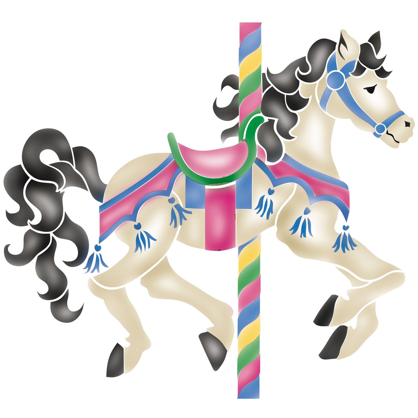 Carousel Horse Wall Stencil | 1687 by Designer Stencils | Reusable Art Craft Stencils for Painting on Walls, Canvas, Wood | Reusable Plastic Paint Stencil for Home Makeover | Easy to Use & Clean Art Stencil