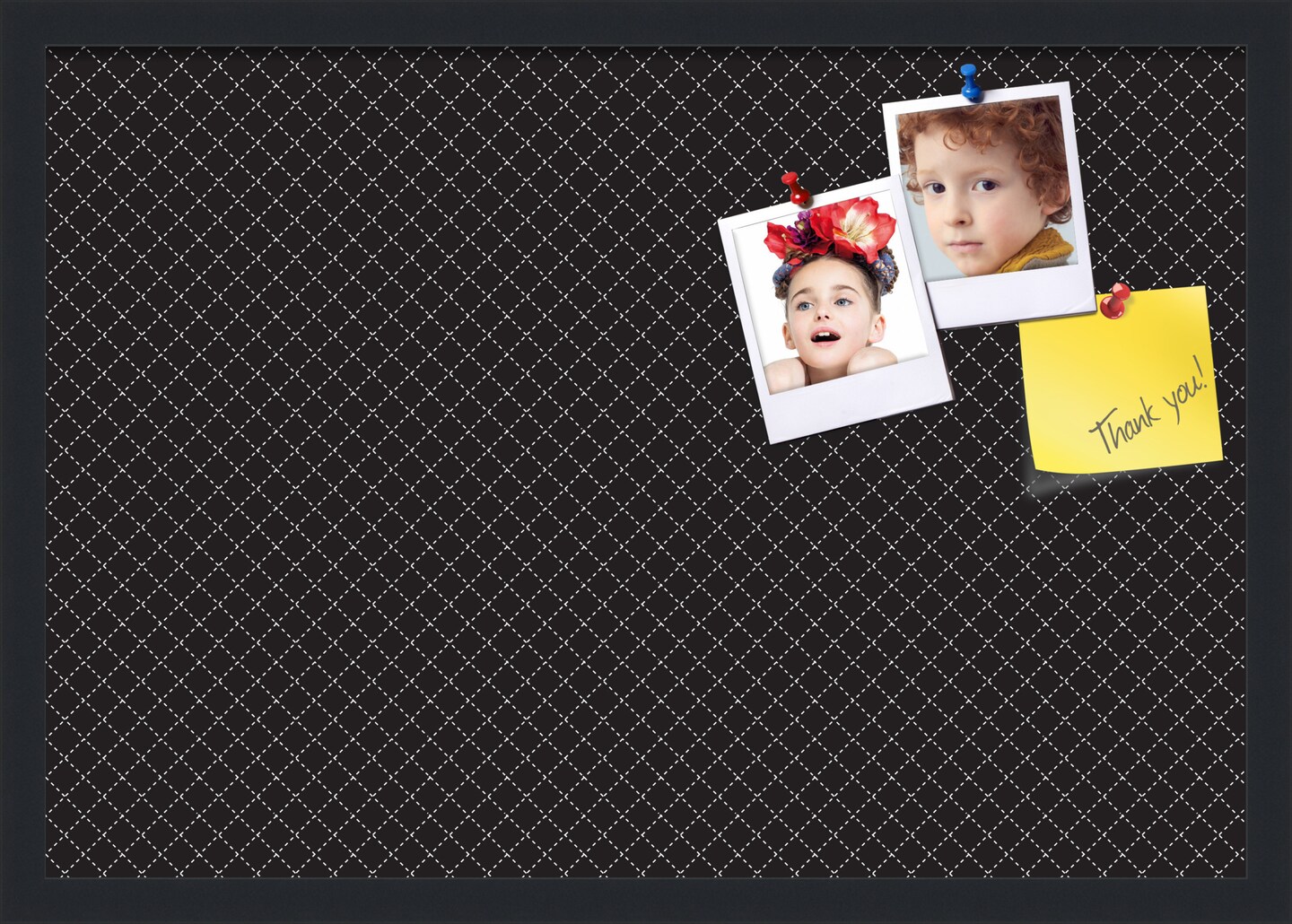 PinPix Custom Bulletin Board Black Diamond Poster Board Has a Fabric Style Canvas Finish, Framed in Satin Black, by ArtToFrames (PinPix-120)