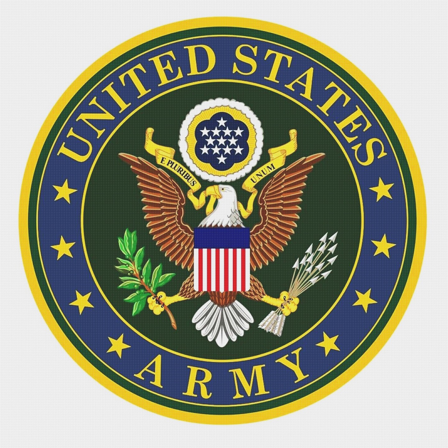 US American Army Crest Insignia Emblem Counted Cross Stitch Chart Pattern