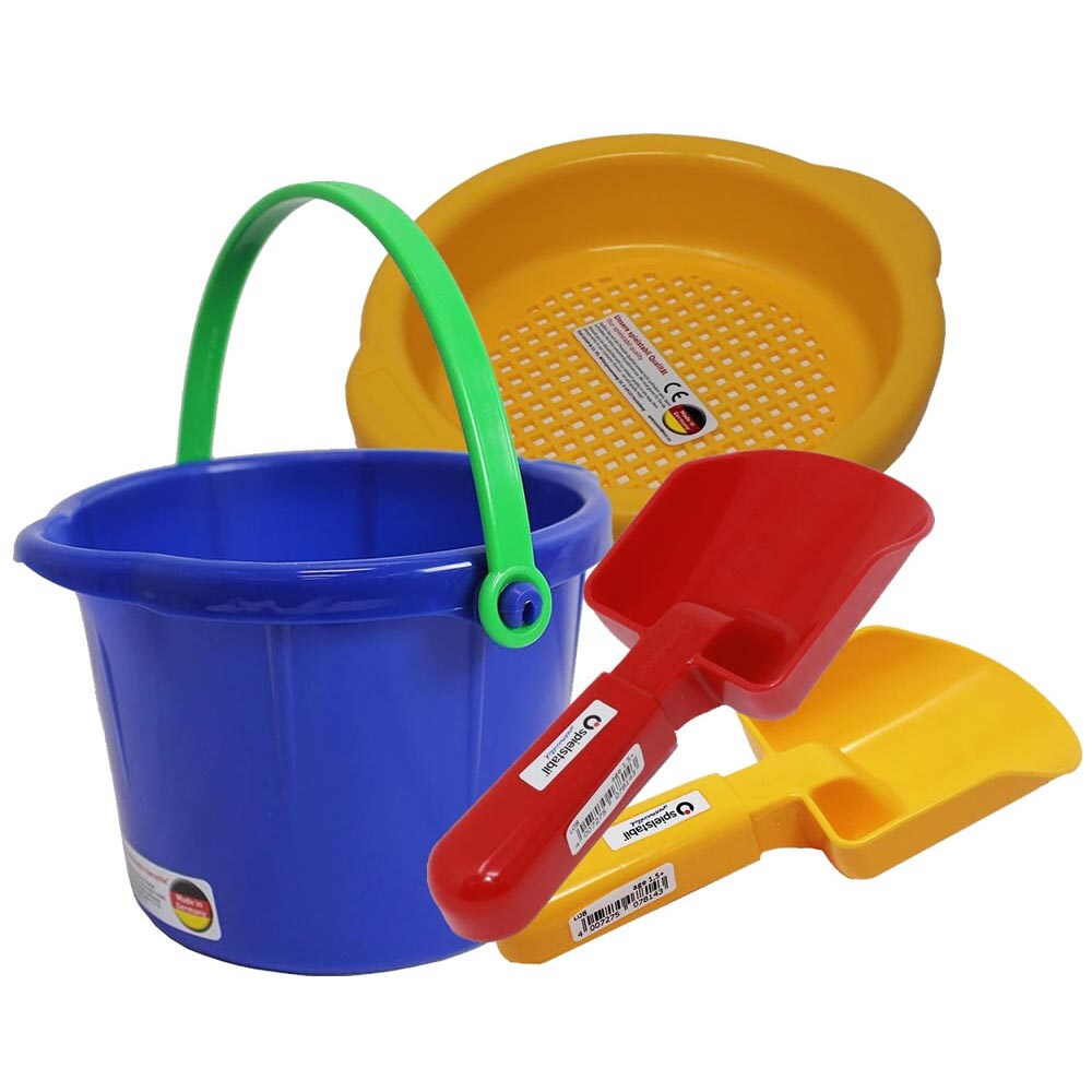 Spielstabil Toddler Sand Toys Bundle Pail Sieve and 2 Scoops