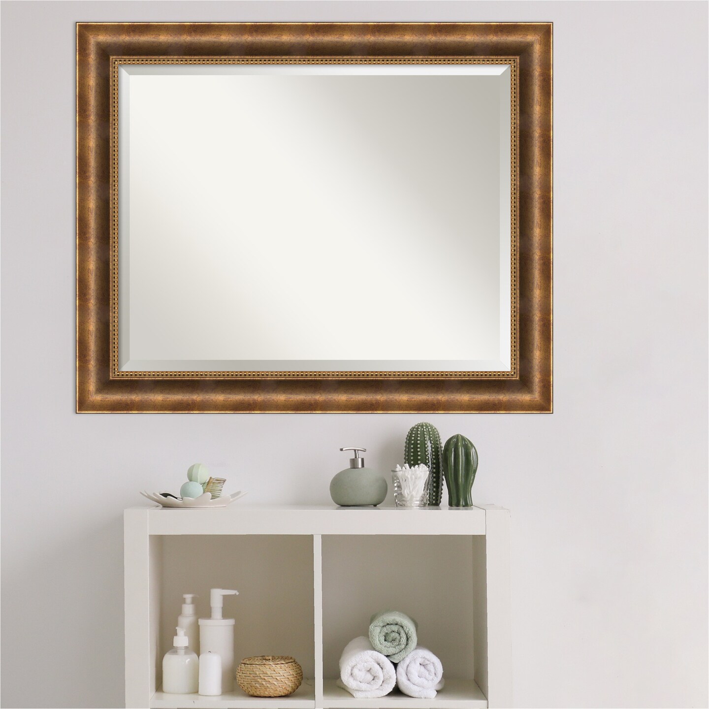 Beveled Bathroom Wall Mirror, Manhattan Frame