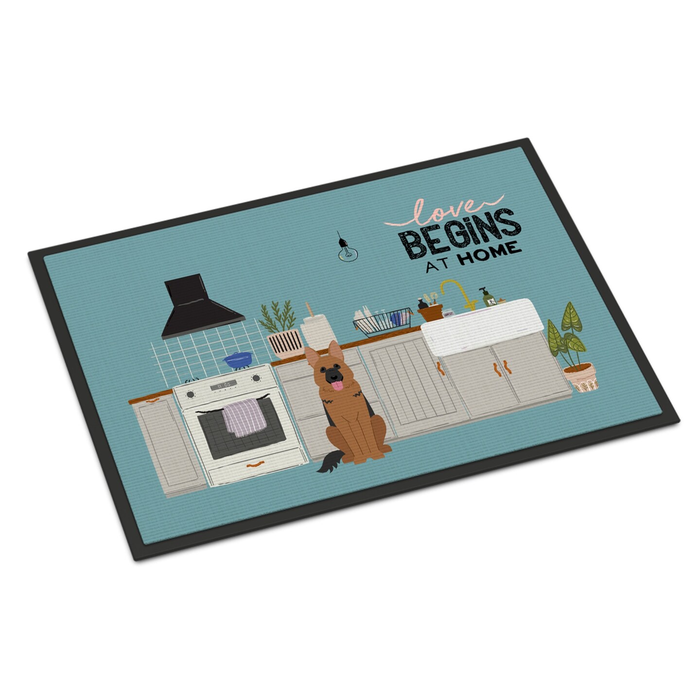 German Shepherd Kitchen Scene Indoor or Outdoor Mat 24x36 CK7771JMAT