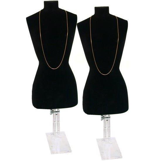 2 Black Necklace Bust Jewelry Body Window Case Displays