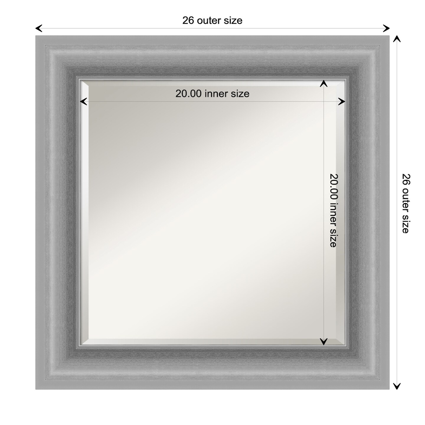 Beveled Bathroom Wall Mirror, Peak Polished Nickel Frame