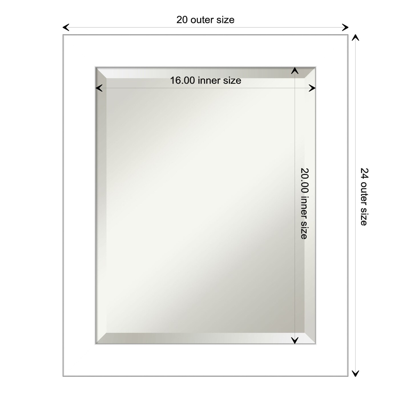Beveled Bathroom Wall Mirror, Wedge White Frame