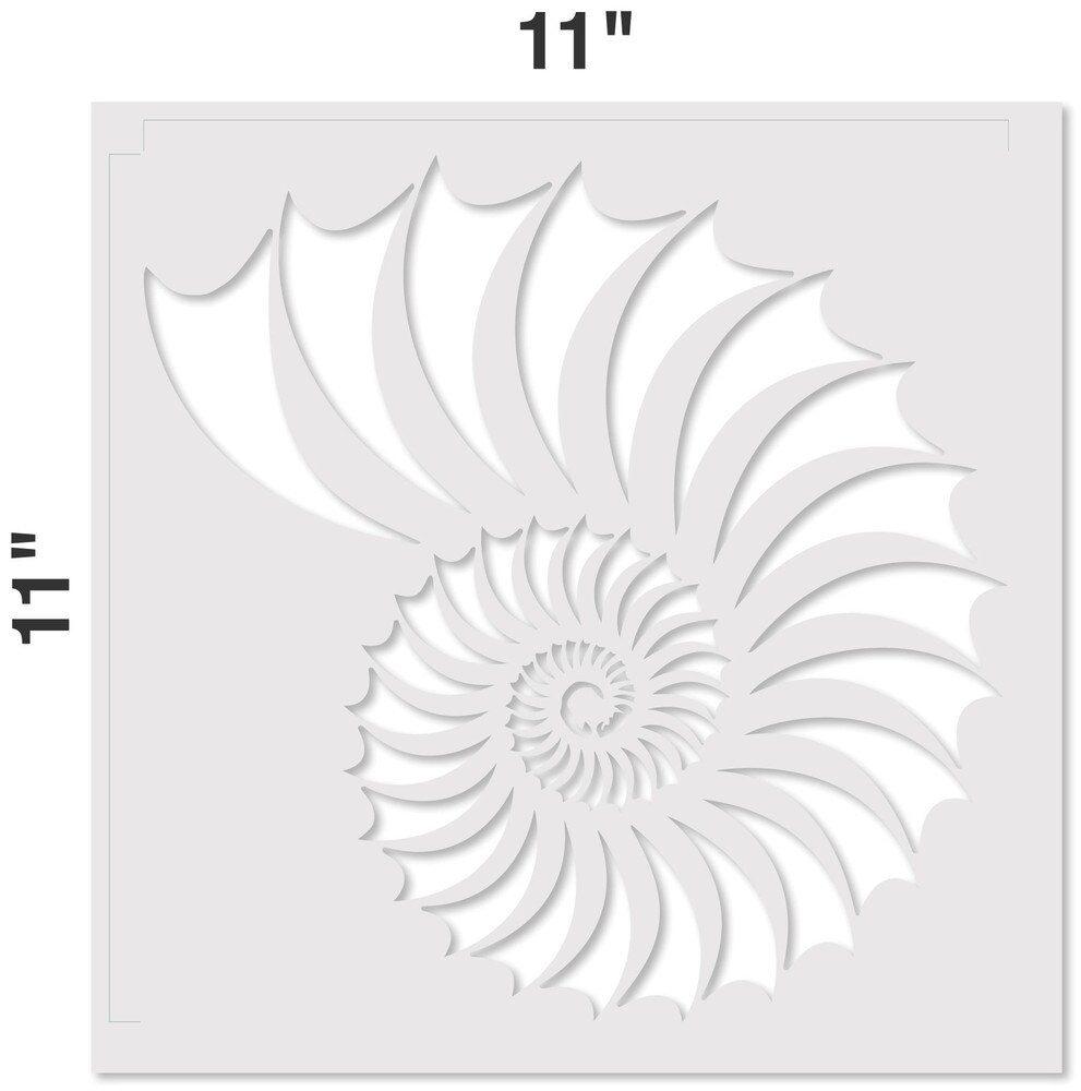 Nautilus Shell Embossing 12 x 12 Stencil | FS067 by Designer Stencils | Reusable Stencils for Painting |