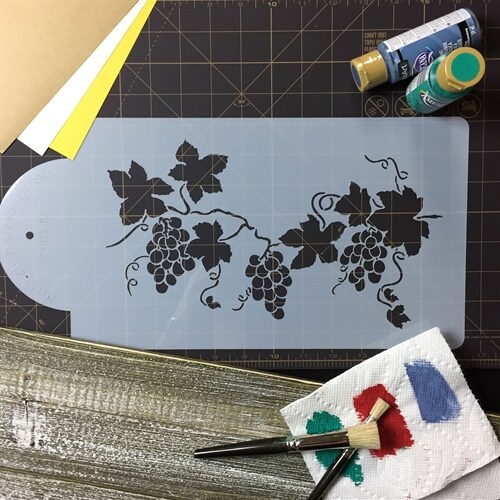Grapevine Cake Stencil | C009 by Designer Stencils | Cake Decorating Tools | Baking Stencils for Royal Icing, Airbrush, Dusting Powder | Reusable Plastic Food Grade Stencil for Cakes & Cookies | Easy to Use & Clean Cake & Cookie Stencil