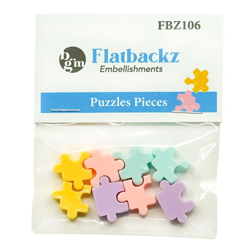 Buttons Galore Flatback Embellishments for Crafts - Puzzle Pieces - 15 Pieces