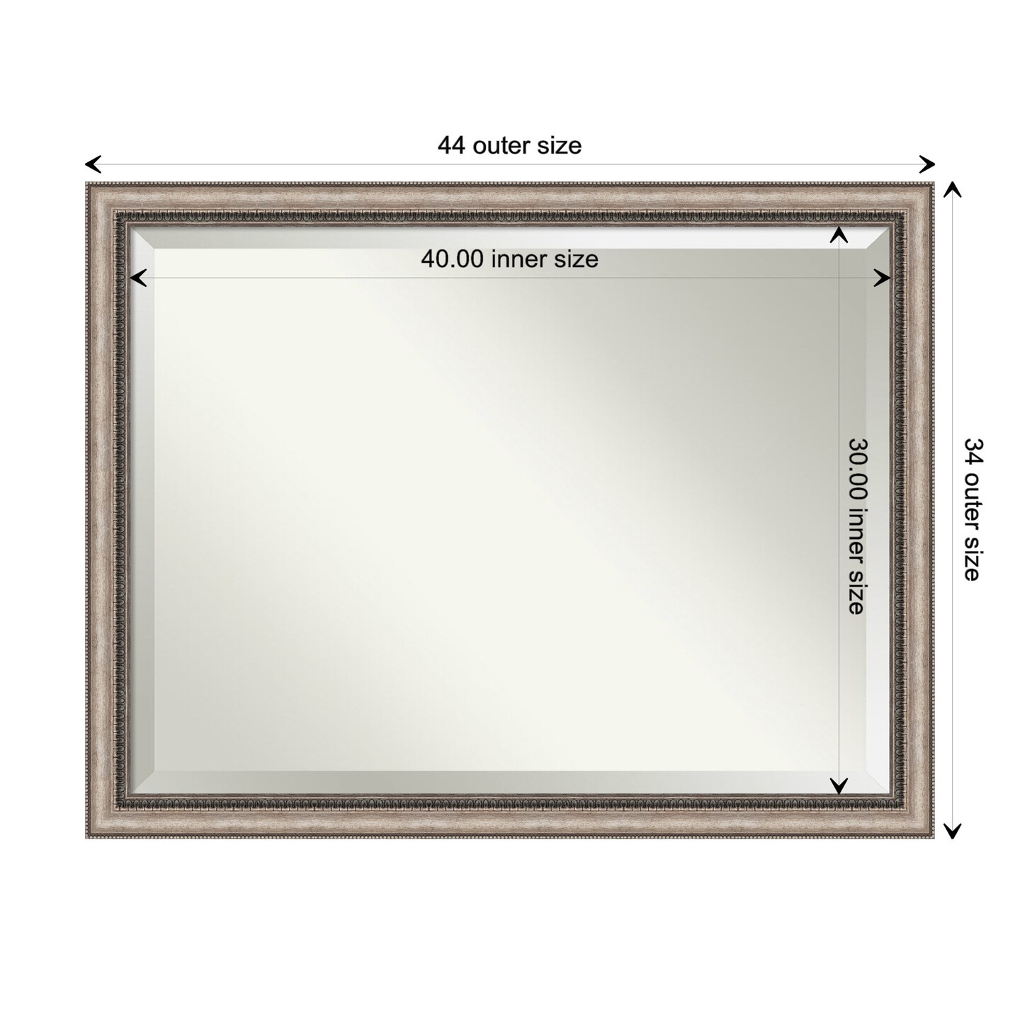 Beveled Bathroom Wall Mirror, Lyla Ornate Silver Frame