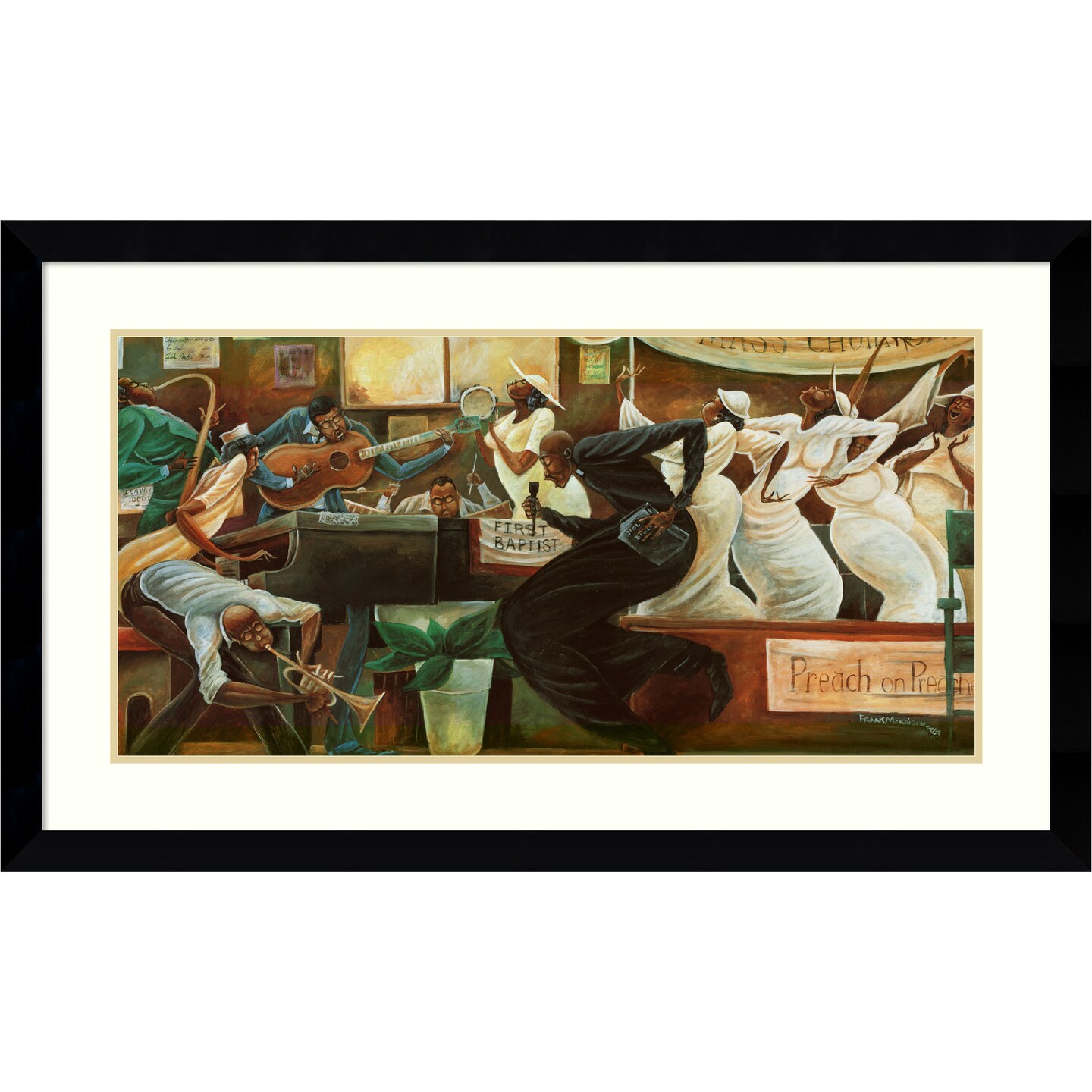 Preach on Preacher by Frank Morrison Wood Framed Wall Art Print 43 in. W x 26 in. H