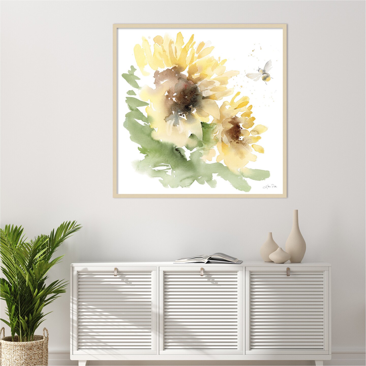 Sunflower Meadow II by Katrina Pete Wood Framed Wall Art Print 41 in. W x 41 in. H