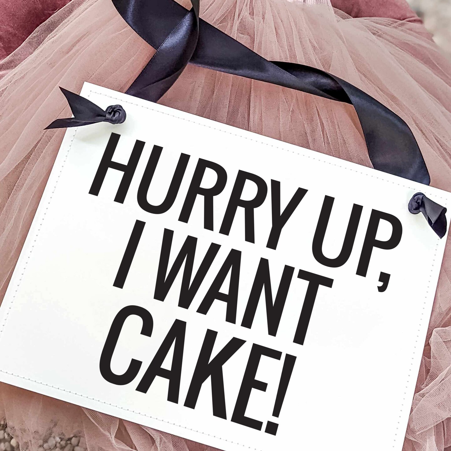 Ritzy Rose Funny Ring Bearer Sign - Black on 11x8in Ivory Linen Cardstock with Black Ribbon