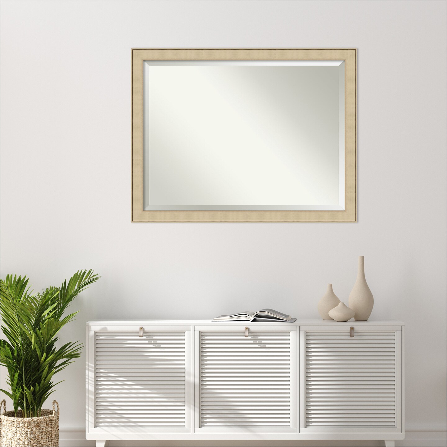 Beveled Bathroom Wall Mirror, Classic Honey Silver Frame Mirrors