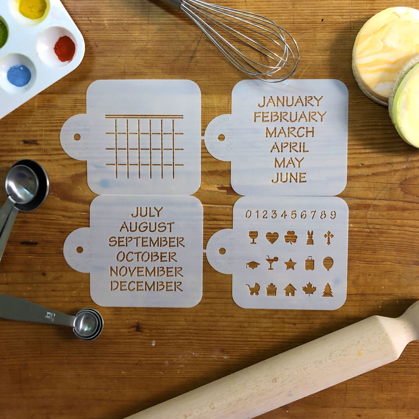 Save the Date Calendar Cookie Stencil Set | C1023 by Designer Stencils | Cookie Decorating Tools | Baking Stencils for Royal Icing, Airbrush, Dusting Powder | Reusable Plastic Food Grade Stencil for Cookies | Easy to Use & Clean Cookie Stencil