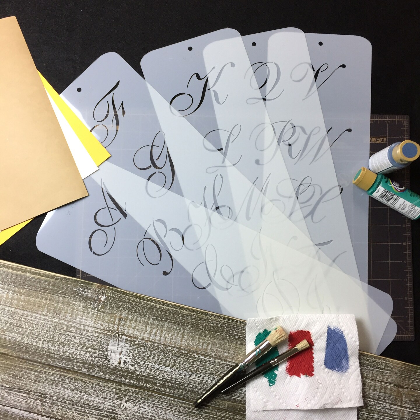 2.25-Inch Large Script Cake Stencil | C111 by Designer Stencils | Cake Decorating Tools | Baking Stencils for Royal Icing, Airbrush, Dusting Powder | Reusable Plastic Food Grade Stencil for Cakes | Easy to Use & Clean Cake Stencil